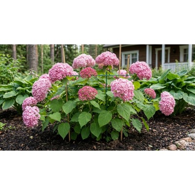 Pallohortensia Pink Annabelle ‘NCHA1’ (Hydrangea arborescens Pink Annabelle ('Ncha1')) Pallohortensia Pink Annabelle ‘NCHA1’ (Hydrangea arborescens Pink Annabelle ('Ncha1'))